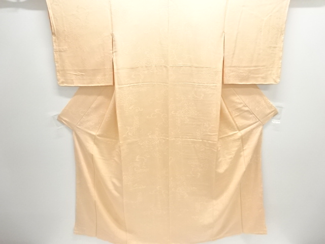 未使用品　更紗模様織り出し一つ紋色無地着物